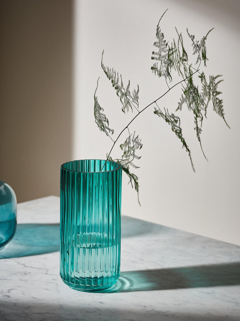 John Lewis green cylinder ridge vase 31cm height, UK version