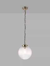 John Lewis Bay Lighting Elena Ribbed Glass Ceiling Light, Clear/Metallic Brass- Buy online at McGrocer