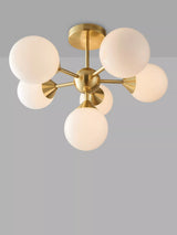 John Lewis Bay Lighting Riess Glass Semi Flush Ceiling Light, White/Brass- Buy online at McGrocer