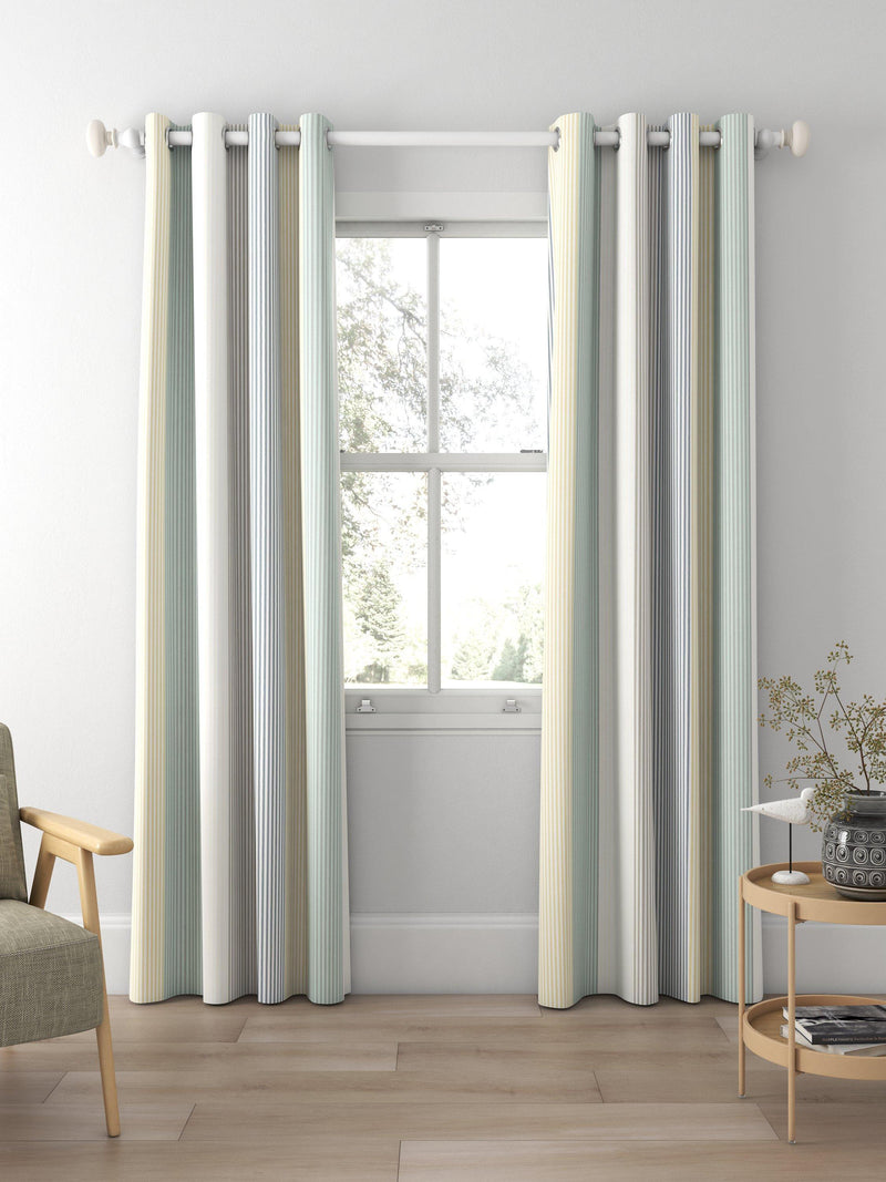 Harlequin funfair stripe curtain fabric calico cloud pebble UK version