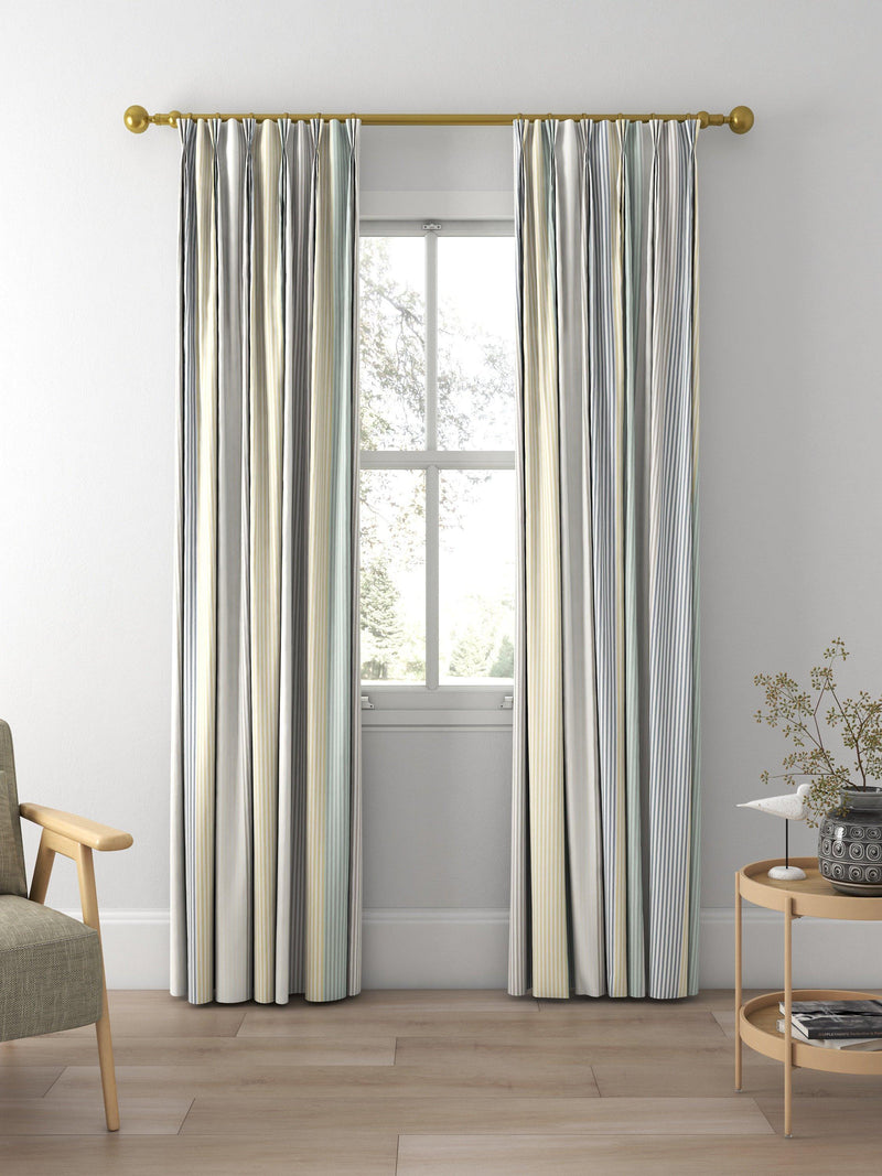 Harlequin funfair stripe curtain fabric calico cloud pebble UK version