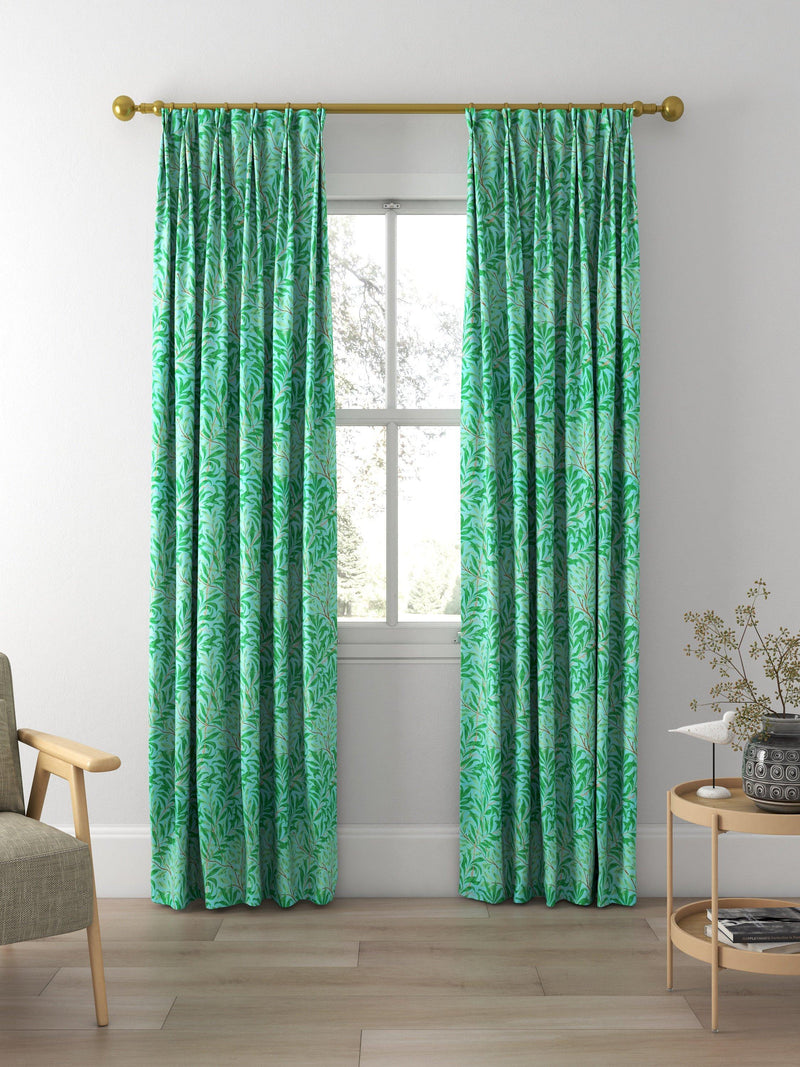 Morris & Co. Willow Boughs curtains in Sky/Leaf Green, UK version