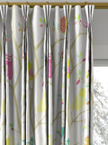 Harlequin What A Hoot curtains and roman blinds in pink aquamarine lime, imported from the UK
