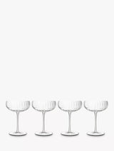 John Lewis Luigi Bormioli Optica Fluted Cocktail and Champagne Coupe Glasses, Set of 4, 300ml, Clear- Buy online at McGrocer