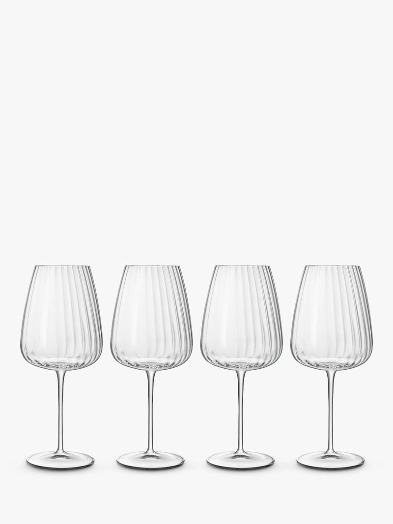 Luigi Bormioli Optica fluted red wine glasses 700ml set of 4 - British product