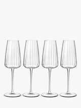 John Lewis Luigi Bormioli Optica Fluted Champagne Glass Flutes, Set of 4, 210ml, Clear- Buy online at McGrocer