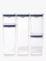 John Lewis OXO POP Square Plastic Kitchen Storage Containers, Set of 5, Clear- Buy online at McGrocer