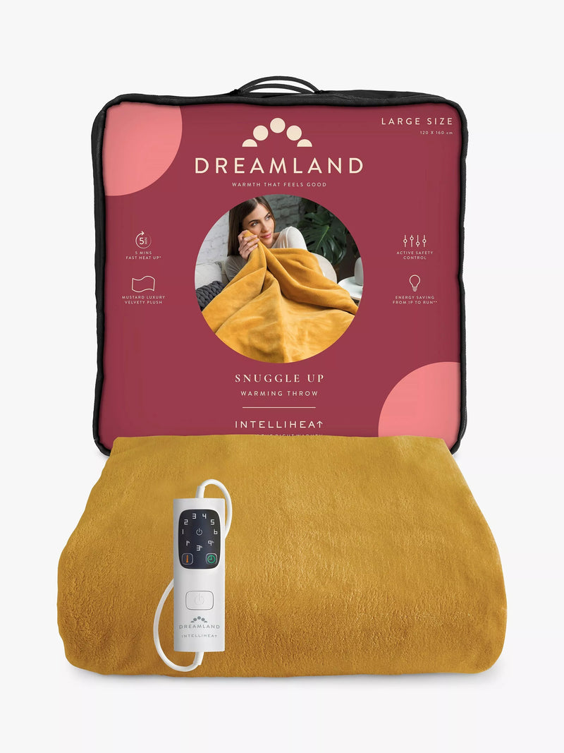 Dreamland heated throw blanket Mustard 160x120 cm, imported from the UK