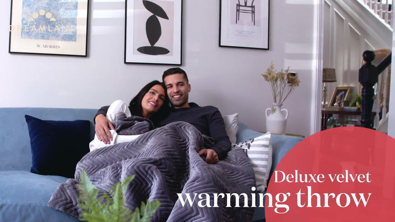 Dreamland Grey Velvet Heated Throw - British product