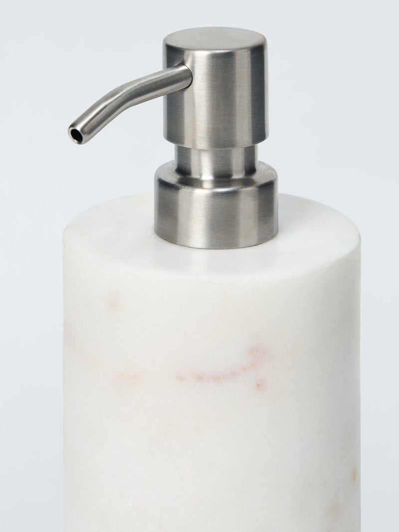 John Lewis marble soap dispenser brushed white marble stainless steel H18cm, UK version