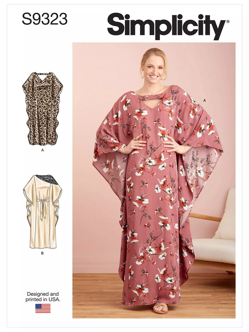 Simplicity sewing pattern S9323 kaftan multi-size, imported from the UK