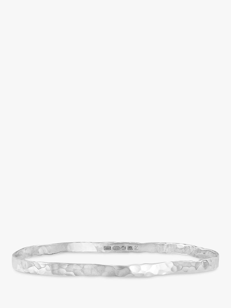 Dower & Hall hammered silver bangle large, imported from the UK