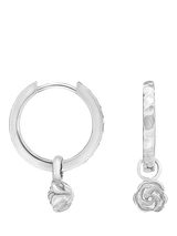 John Lewis Dower & Hall Wild Rose Huggie Hoop Drop Earrings, Silver- Buy online at McGrocer