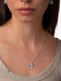 Dower & Hall aquamarine disc pendant necklace, silver, UK version