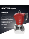 Bialetti Moka Induction coffee maker 4 cups red, UK version