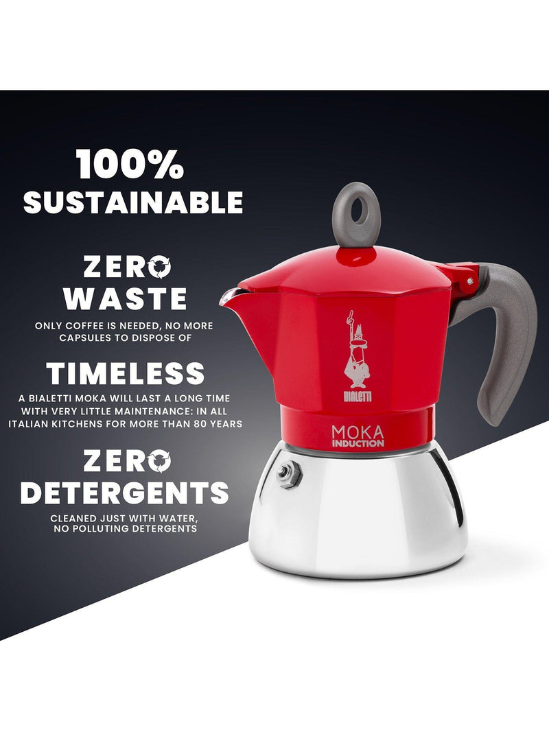Bialetti Moka Induction coffee maker 4 cups red, UK version