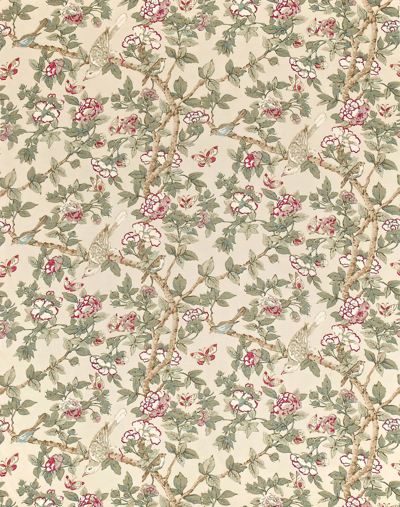 Sanderson Caverley Rose floral furnishing fabric, imported from the UK