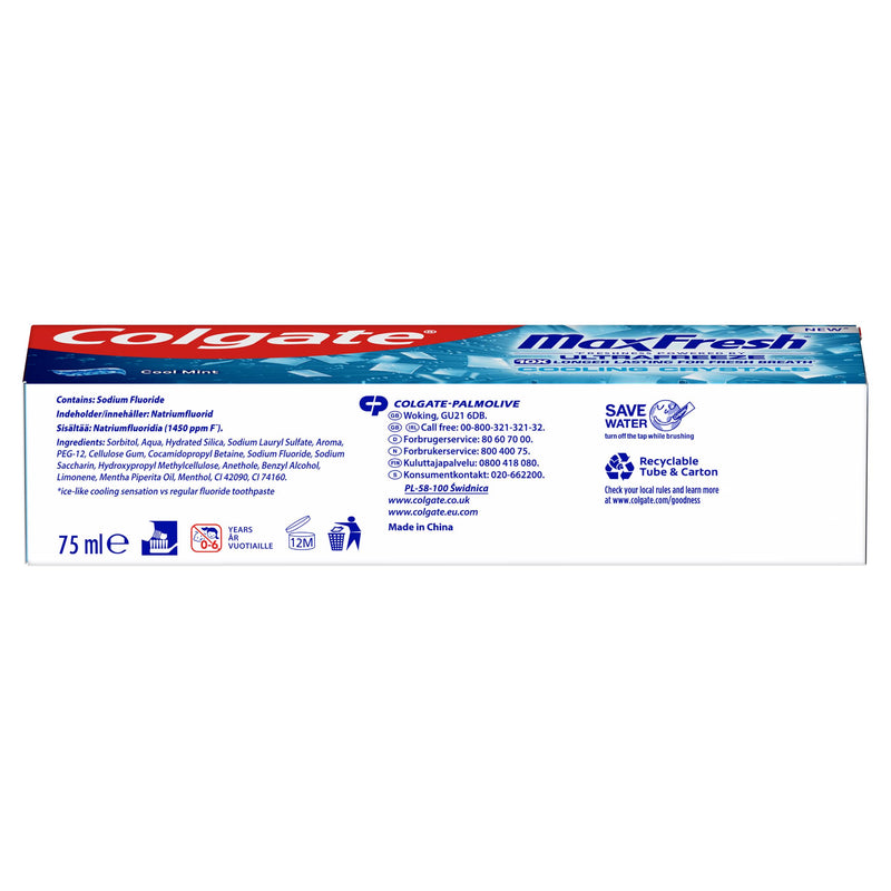 Colgate Max Fresh Cooling Crystals Toothpaste 75ml - British product