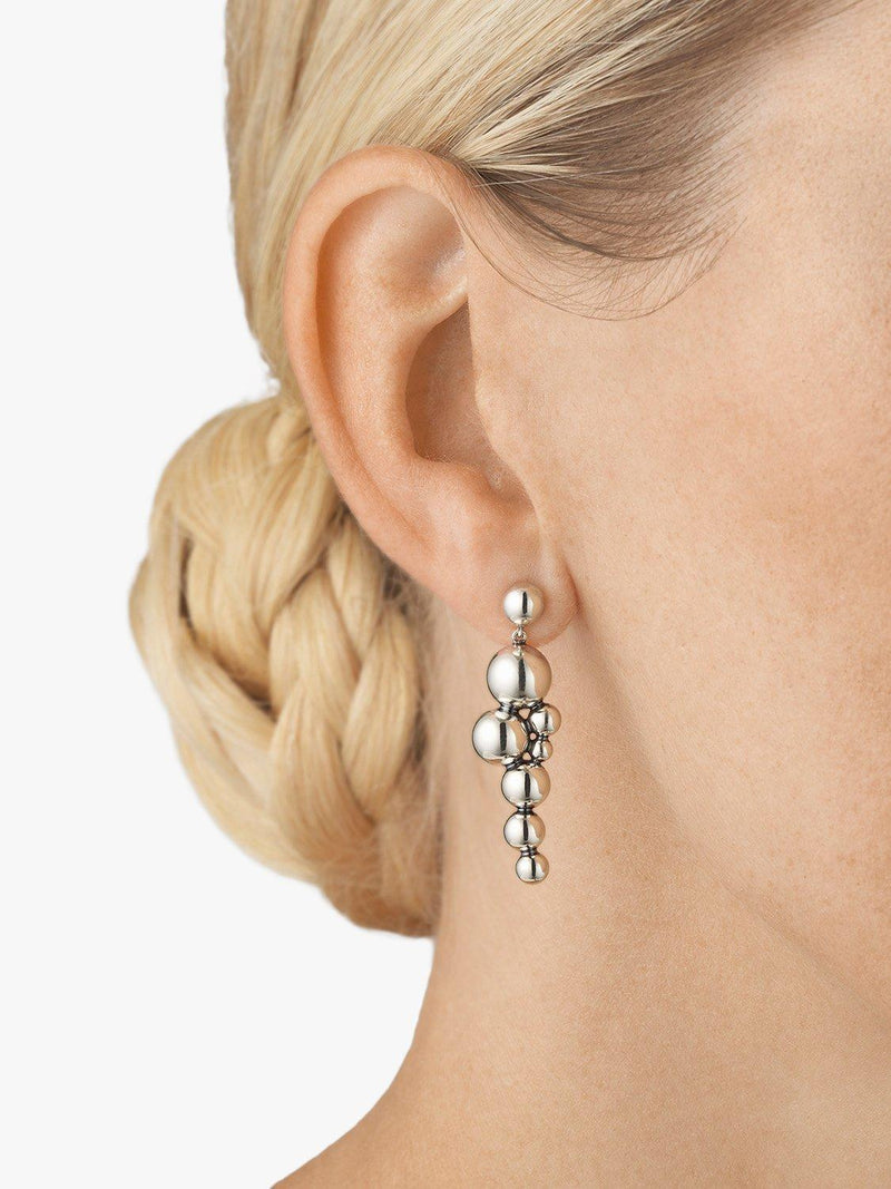 Georg Jensen silver drop earrings with abstract grape design, UK version