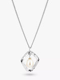 Claudia Bradby freshwater pearl necklace hammered rhombus pendant, imported from the UK