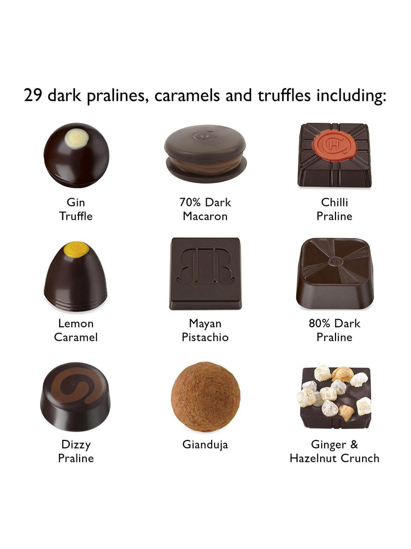 Hotel Chocolat Serious Dark Fix box of dark chocolates 305g, UK version
