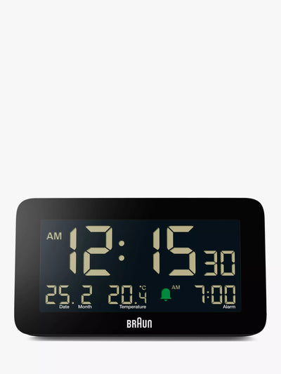 John Lewis Braun BC10 LCD Digital Alarm Clock, Black- Buy online at McGrocer