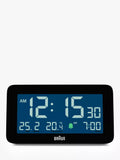 Braun digital alarm clock with LCD display and backlight, black - British product
