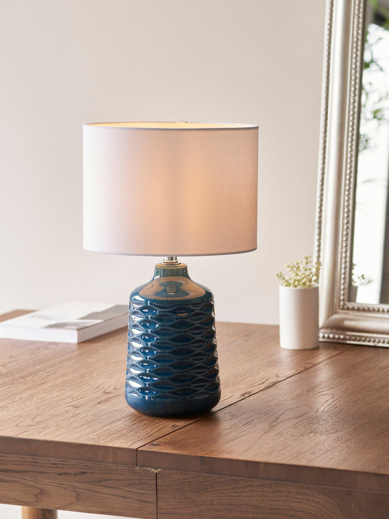 John Lewis Annie ceramic table lamp with fabric shade, imported from the UK