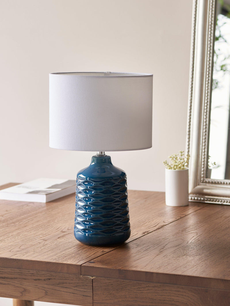 John Lewis Annie ceramic table lamp with fabric shade, imported from the UK