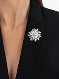 Eclectica pre-loved Swarovski crystal flower burst brooch, silver, imported from the UK