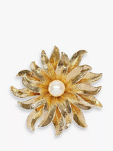 John Lewis Eclectica Pre-Loved Faux Pearl Gold Plated Flower Burst Brooch- Buy online at McGrocer