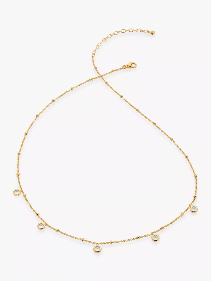 Monica Vinader gold collar necklace with topaz, imported from the UK