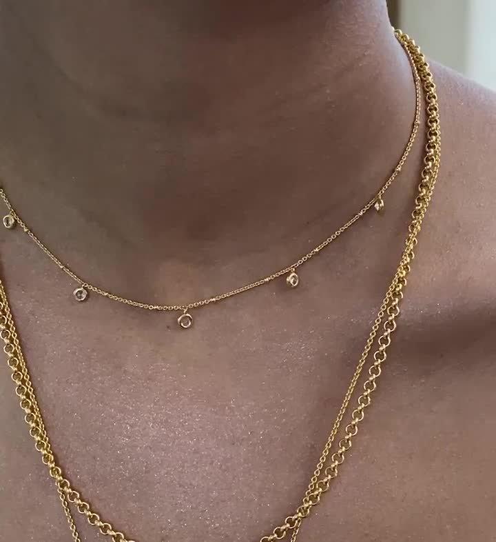 Monica Vinader gold collar necklace with topaz, imported from the UK