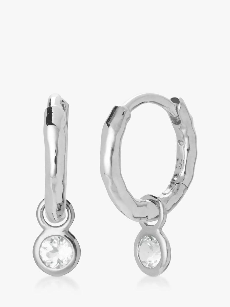 Monica Vinader huggie drop earrings sterling silver white topaz (British brand)
