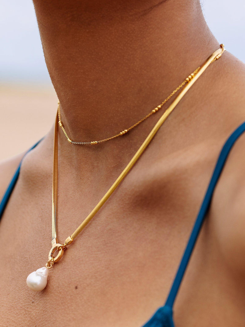Monica Vinader gold snake chain necklace, imported from the UK
