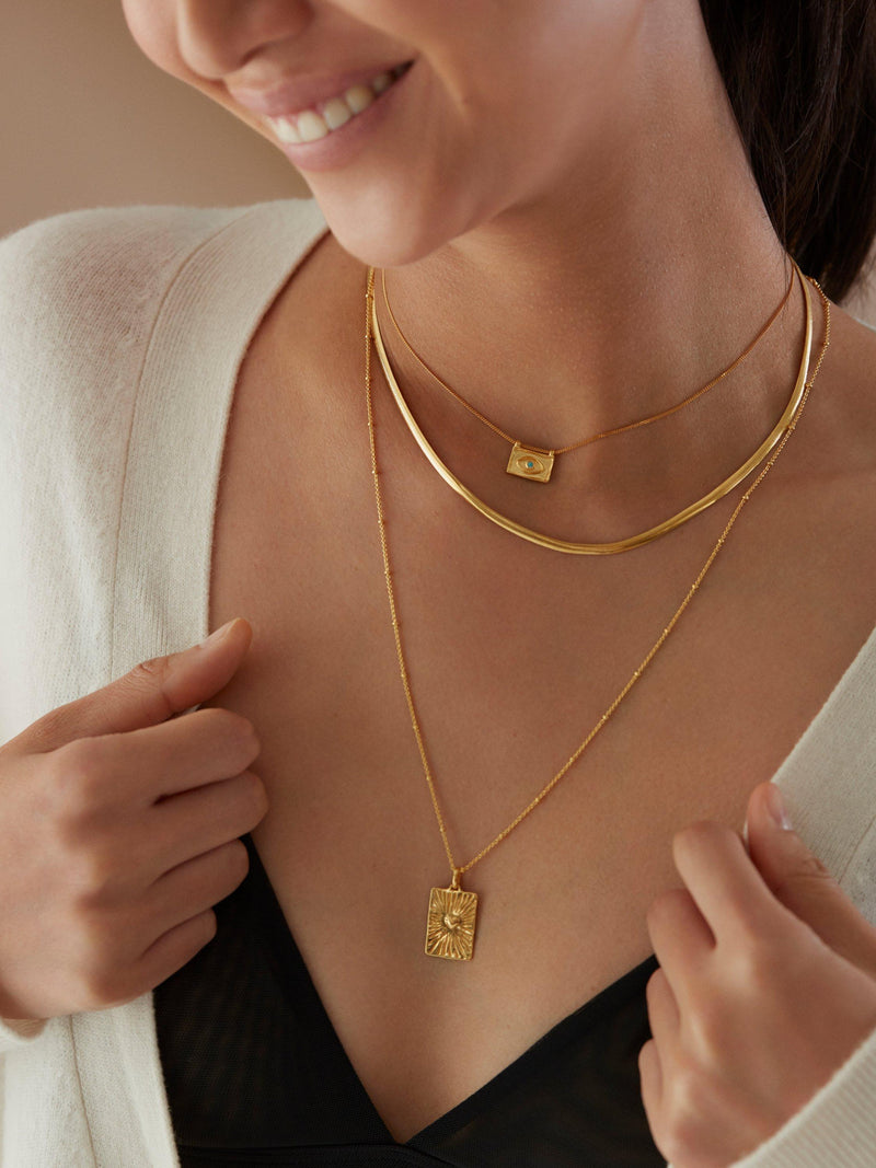 Monica Vinader gold snake chain necklace, imported from the UK