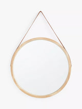 John Lewis John Lewis Natural Wood Frame Round Hanging Wall Mirror, 55cm- Buy online at McGrocer