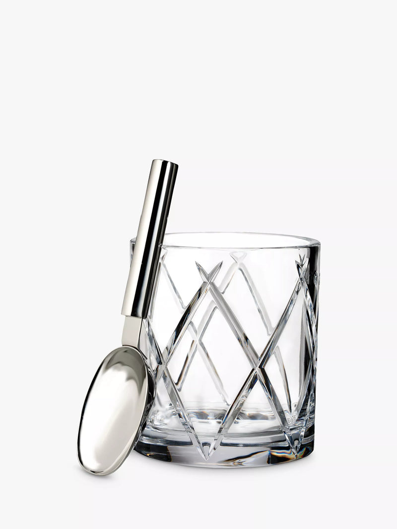 Waterford crystal ice bucket Olann cut glass with spoon, UK version