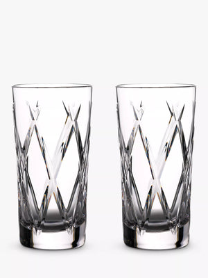 Crystal Cut Highball Glasses, Set of 2, 400ml, Clear