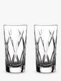 Waterford crystal highball glasses with cut pattern, set of two 400ml glasses (British brand)