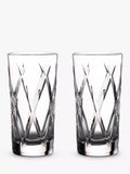 Waterford crystal highball glasses with cut pattern, set of two 400ml glasses (British brand)