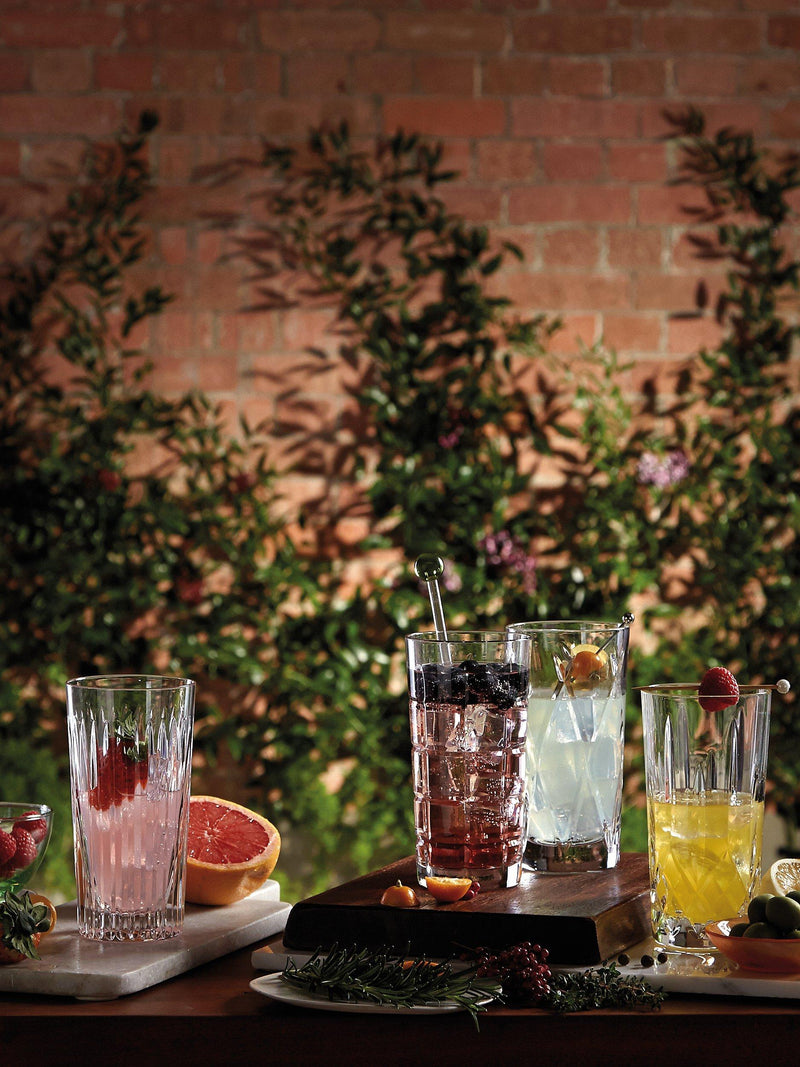 Waterford crystal highball glasses with cut pattern, set of two 400ml glasses (British brand)