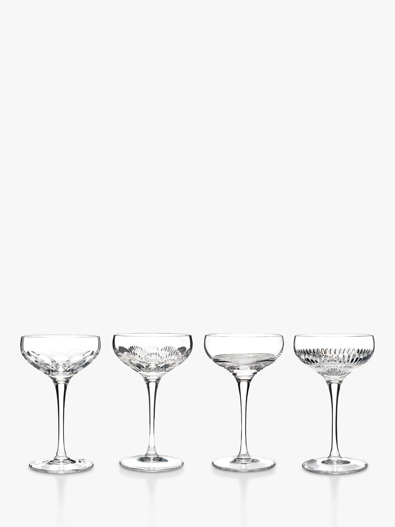 Waterford crystal cut glass small coupe glasses, set of 4, 120ml (British brand)