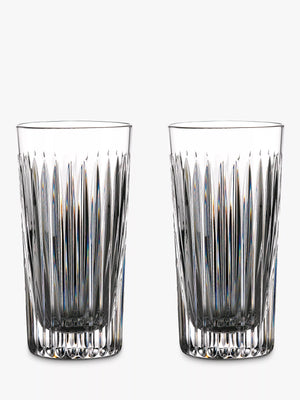 Cut Glass Highball Glasses Set of 2 for Gin Cocktails, 400ml Clear