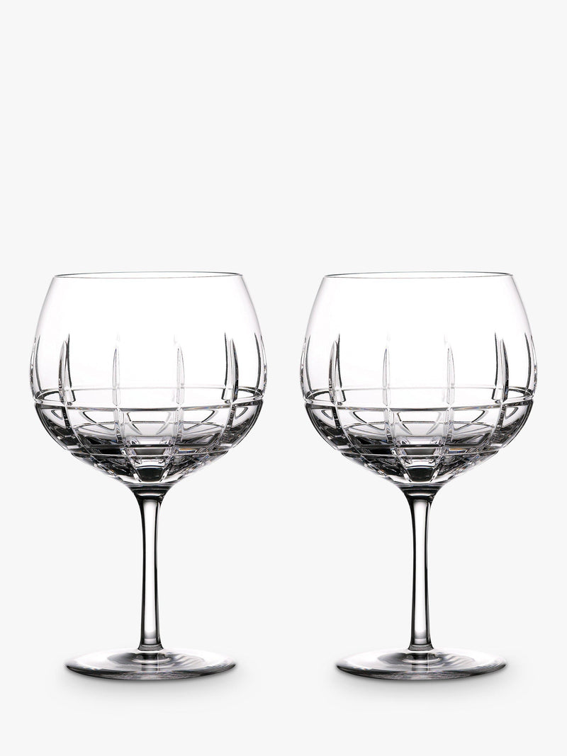 Waterford balloon gin glass set of 2 with Cluin cut pattern, 550ml (British brand)