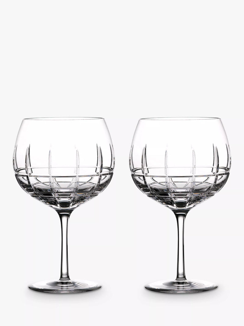 Waterford balloon gin glass set of 2 with Cluin cut pattern, 550ml (British brand)