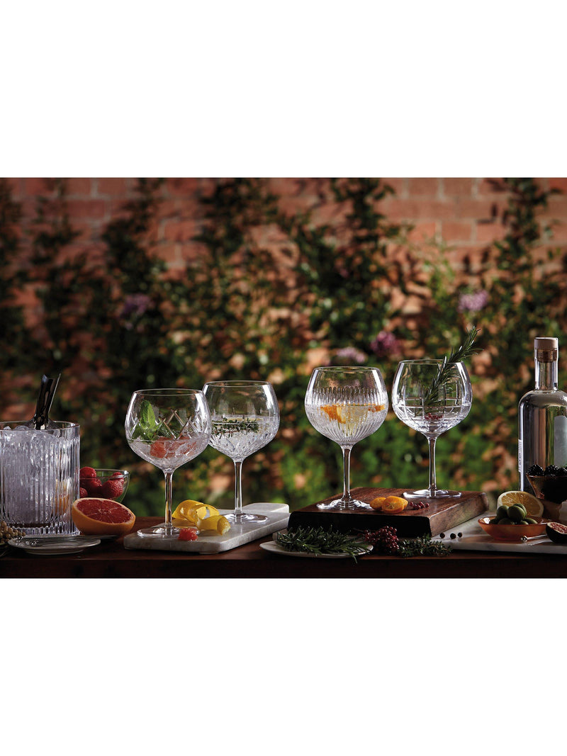 Waterford balloon gin glass set of 2 with Cluin cut pattern, 550ml (British brand)