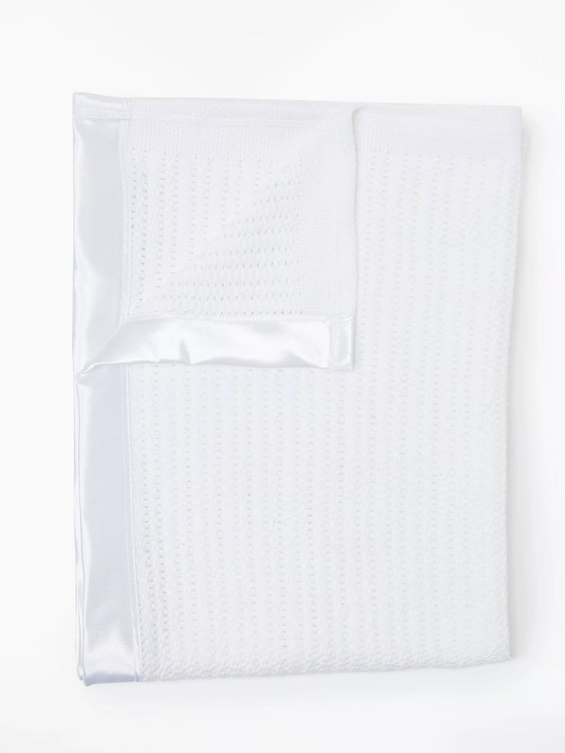 John Lewis Baby GOTS Organic Cotton Cellular Pram Blanket, 90 x 70cm - Blue