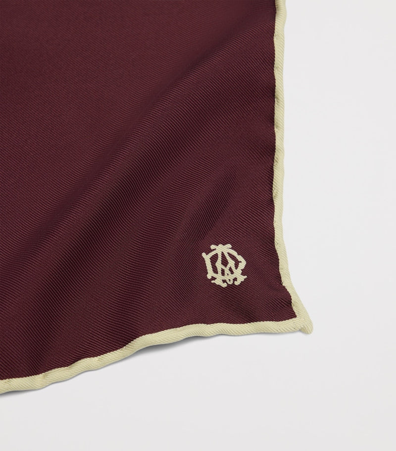 Dunhill mulberry silk cypher logo pocket square, UK version
