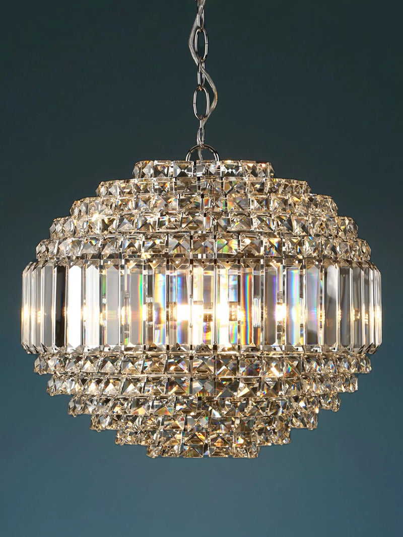 Laura Ashley ceiling light Vienna crystal globe polished chrome - British product